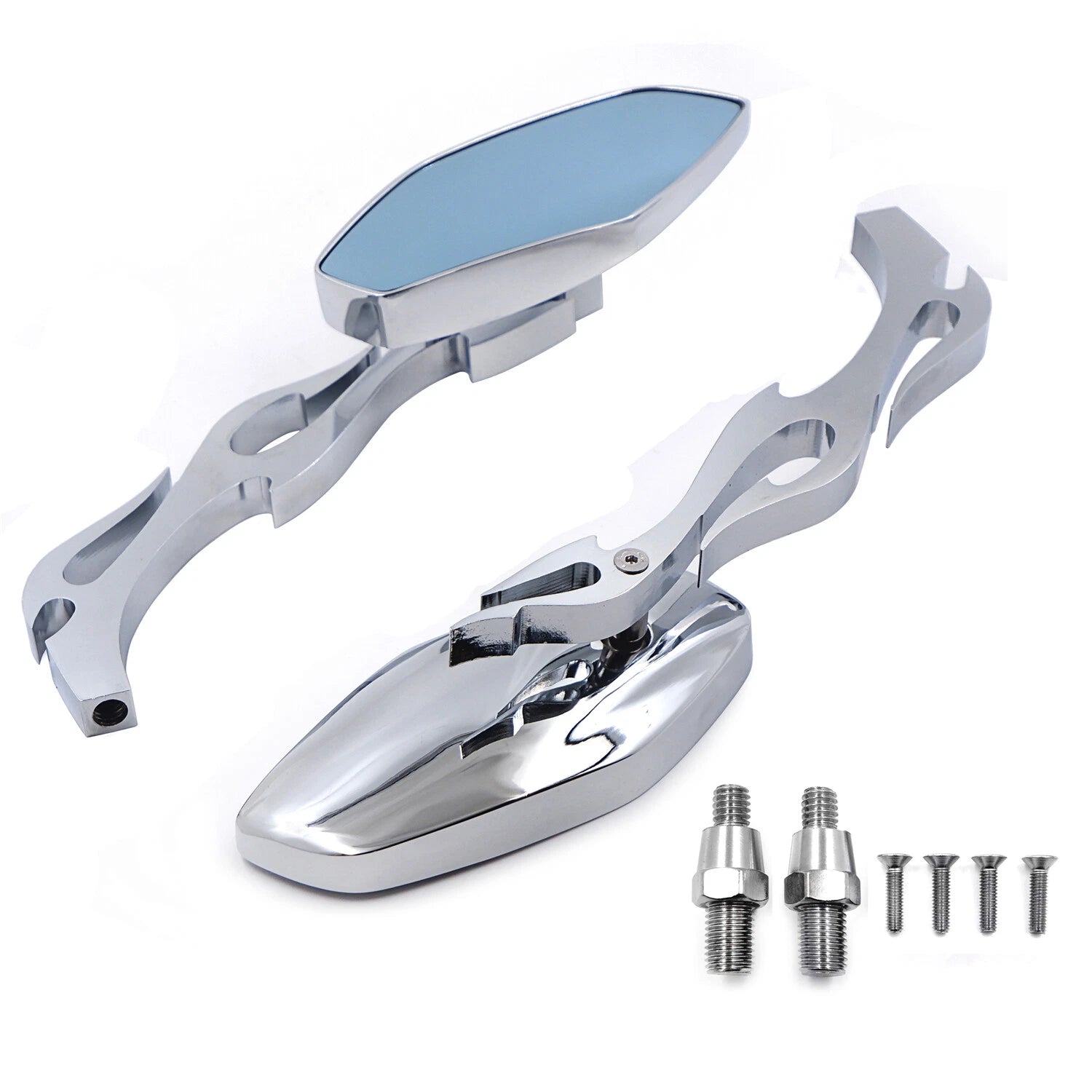 Diamond Flame Stem Mirrors for Yamaha Cruiser Roadliner/Road Star/V-Star (All Years)