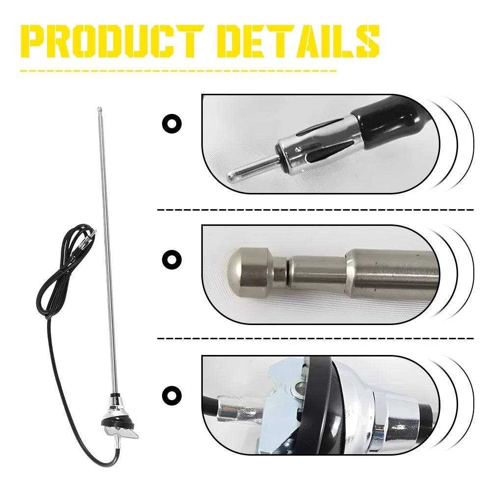 Retractable Flexible Antenna for Truck (AM/FM, Round Base)