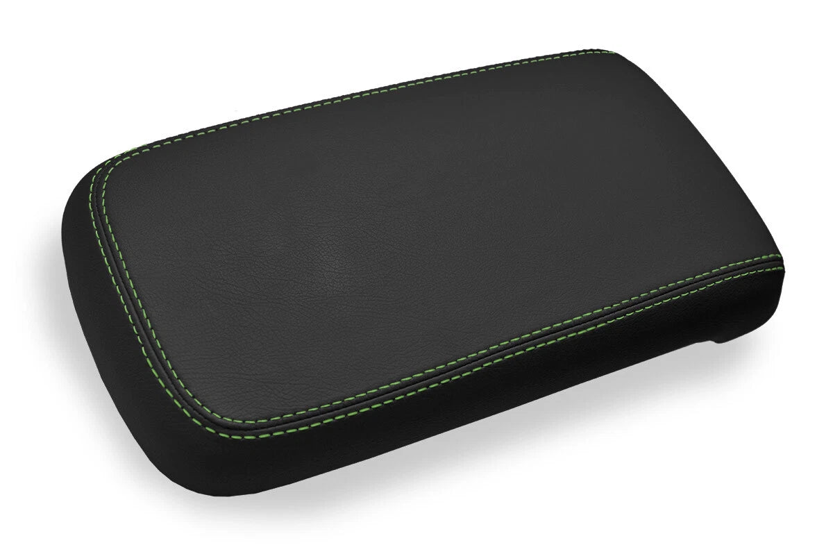 Leather Console Lid Armrest Cover for Chevrolet Colorado (2015–2022) Green Stitch
