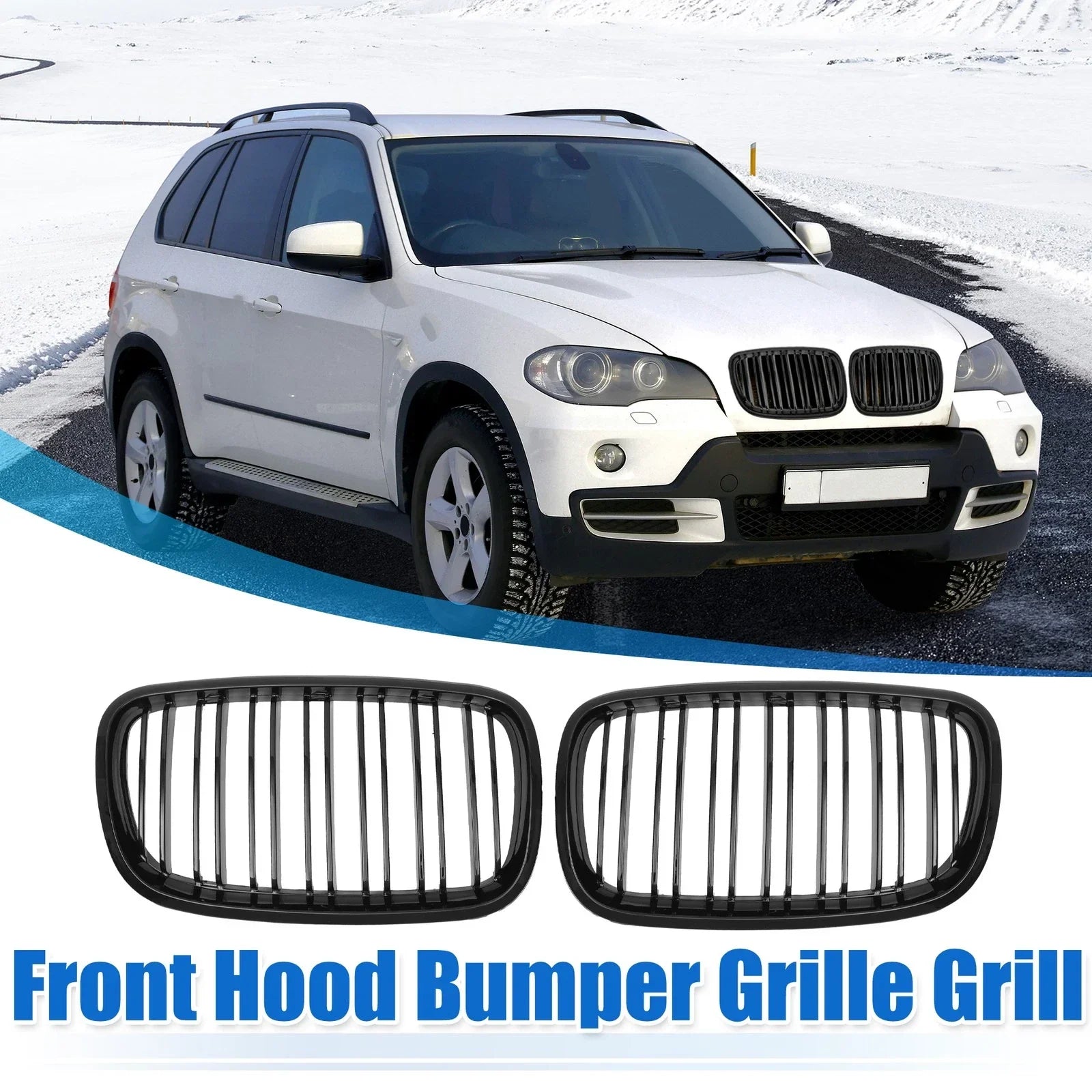 Pair Front Hood Bumper Grille Grill for BMW X5 X6 E70 (2007-2013)