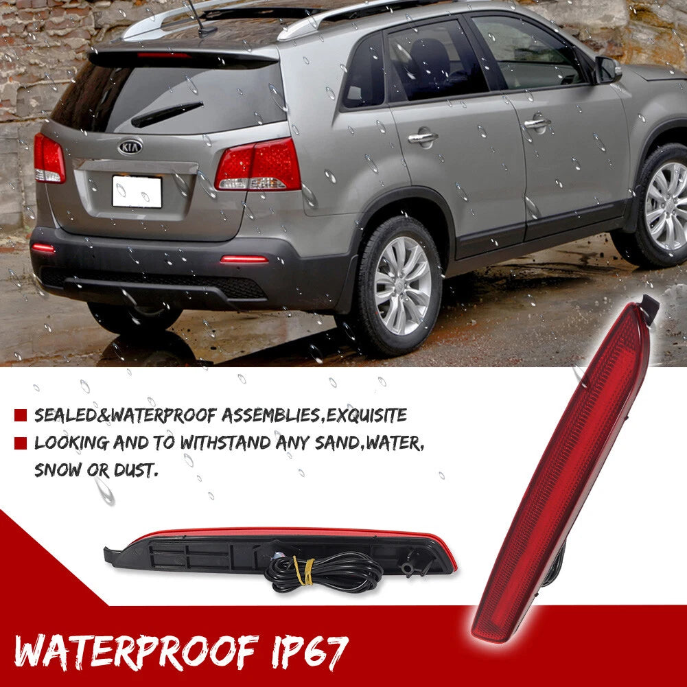 Red LED Rear Bumper Reflector Tail Lights for Kia Sorento (2011–2013)