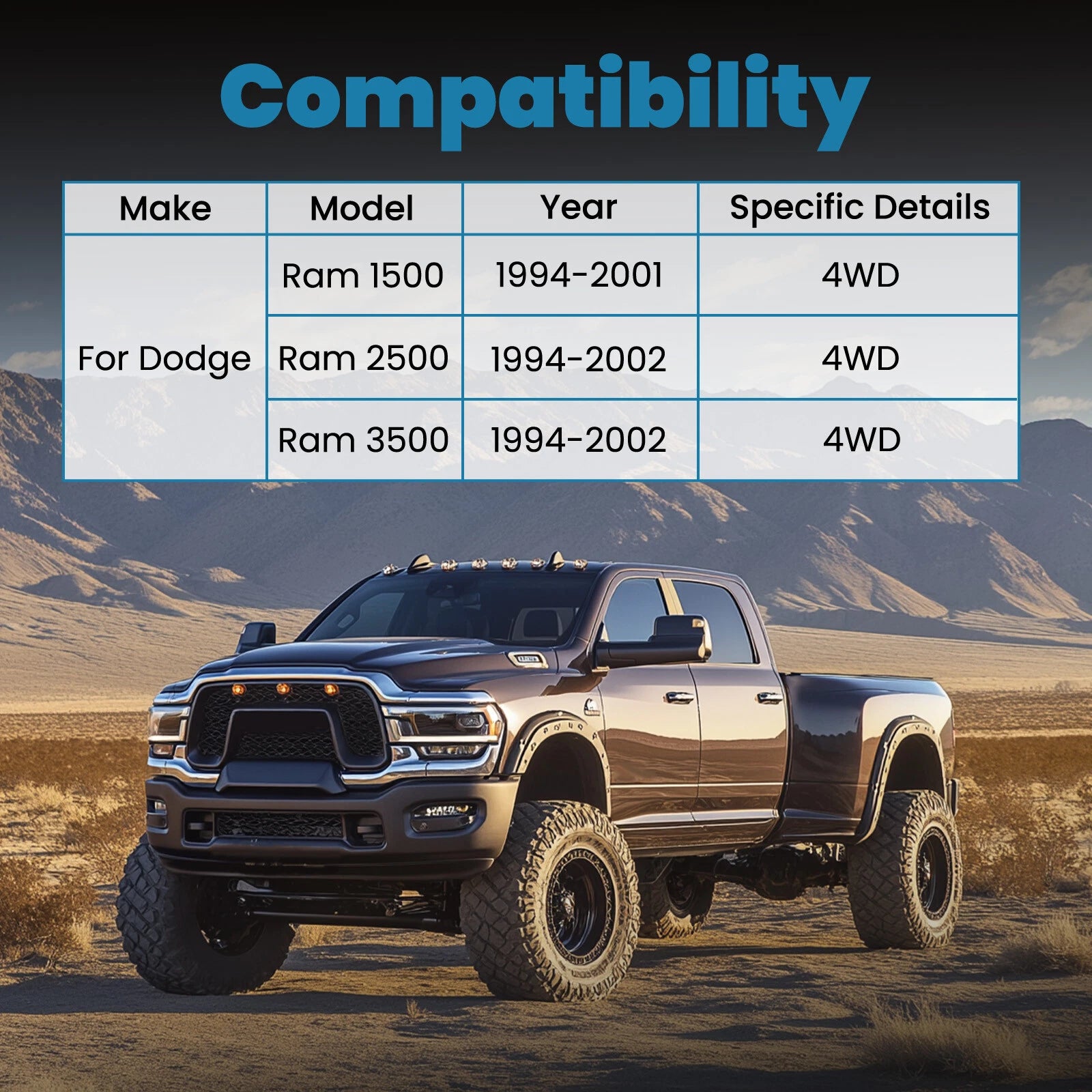 Adjustable Track Bar Rod for Dodge Ram 2500 3500 (1994–2002) 4WD