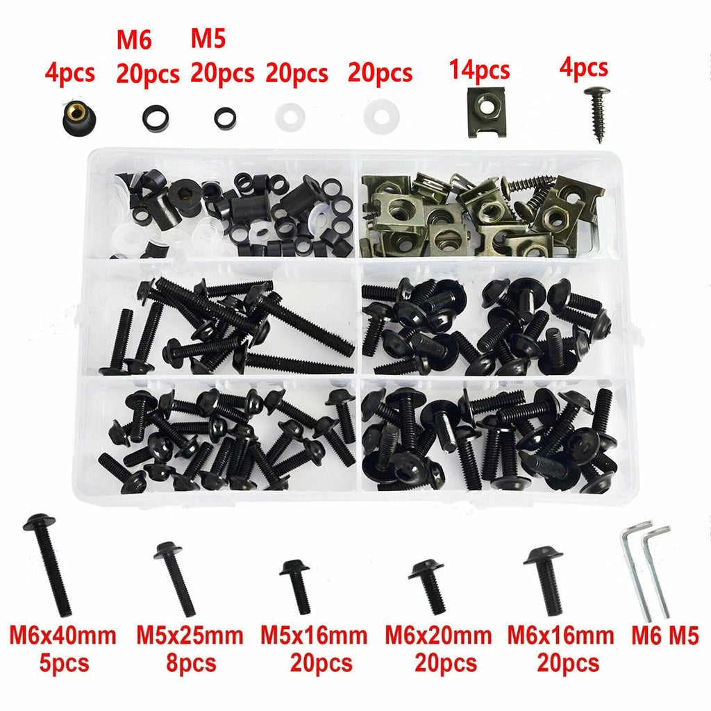 177PCS Fairing Bolts Kit M5/M6 for Sportbikes (Universal)