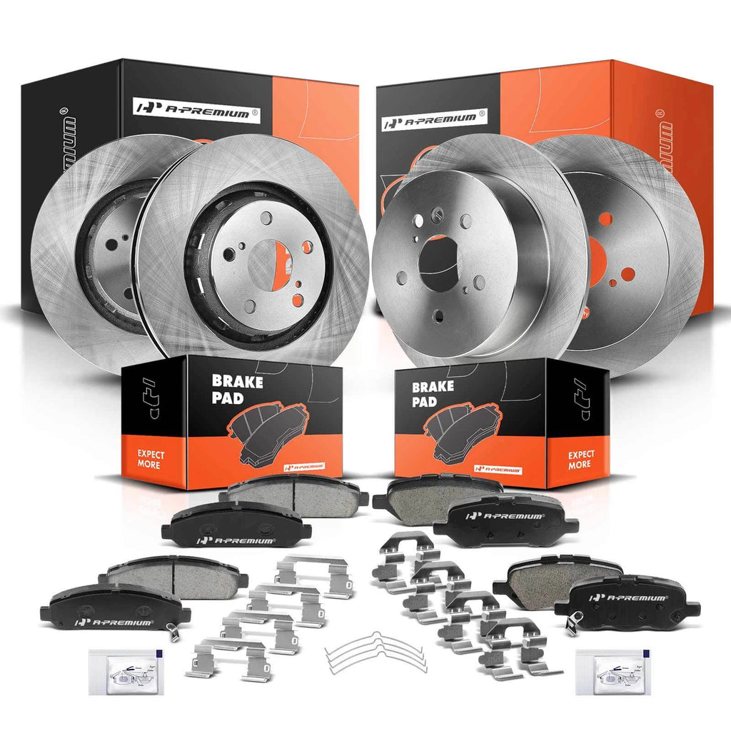 Front & Rear Disc Brake Rotors and Ceramic Pads for Toyota Venza (2009-2016)
