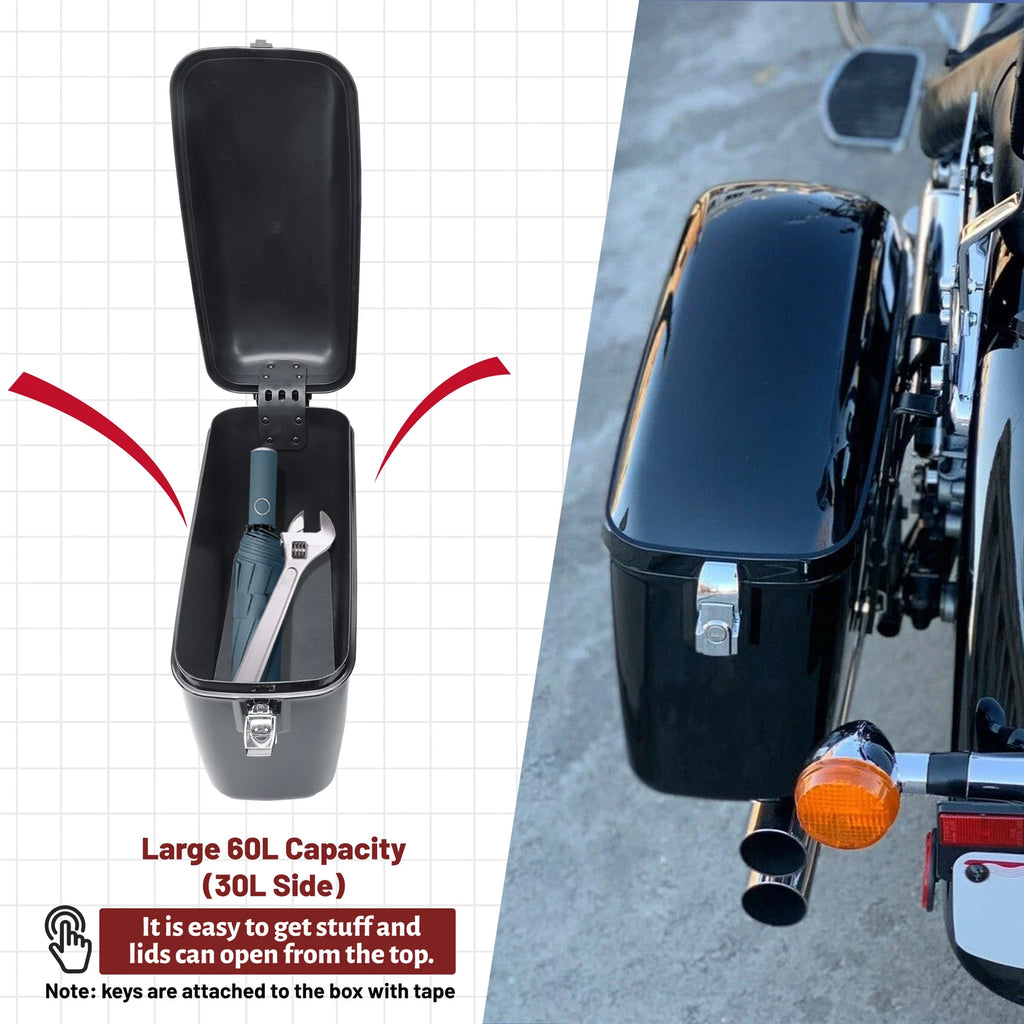 Hard Side Saddle Bags for Harley Honda Yamaha (Motorcycle)