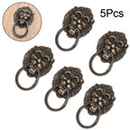 Set of 5 Antique Bronze Lion Head Door Pull Handles 28x48mm
