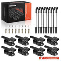Set of 8 Ignition Coils, Iridium Spark Plugs & Wires for Buick GMC