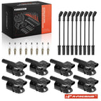 Set of 8 Ignition Coils, Iridium Spark Plugs & Wires for Buick GMC