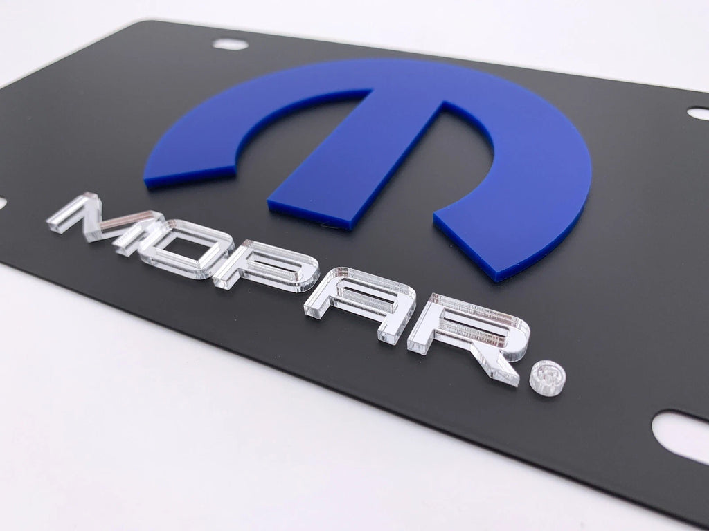 Mopar Emblem License Plate Black Finish for 3D Blue M Logo (OEM)