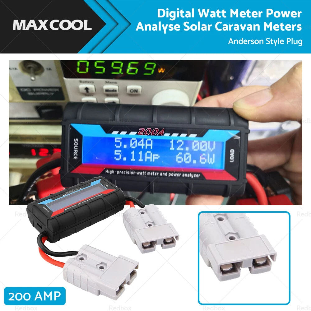 Digital Watt Meter Power Analyser 200A for Solar Caravan 12V