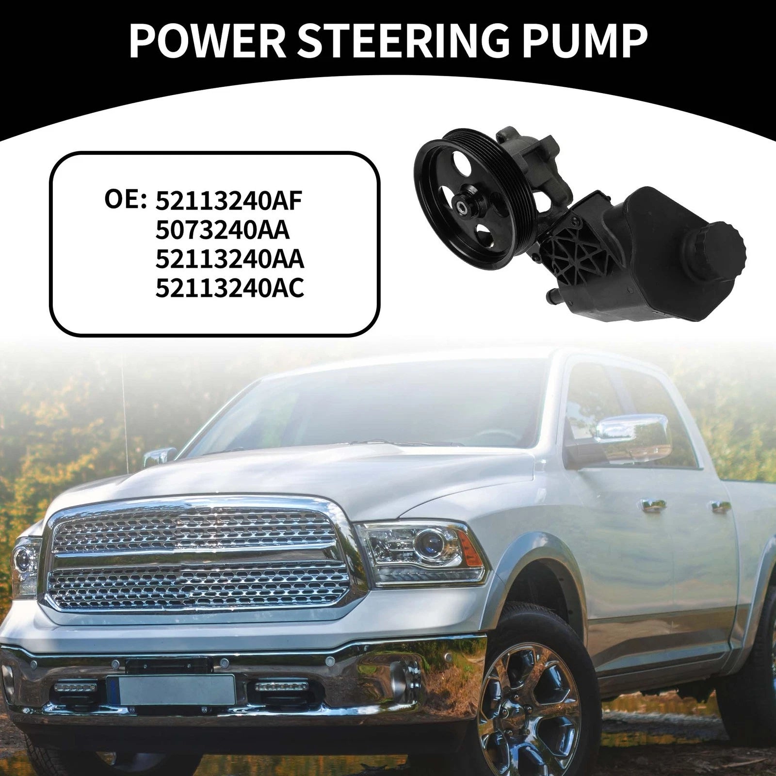 Power Steering Pump with Reservoir 52113454AK for Dodge Ram 1500 (2002–2007)