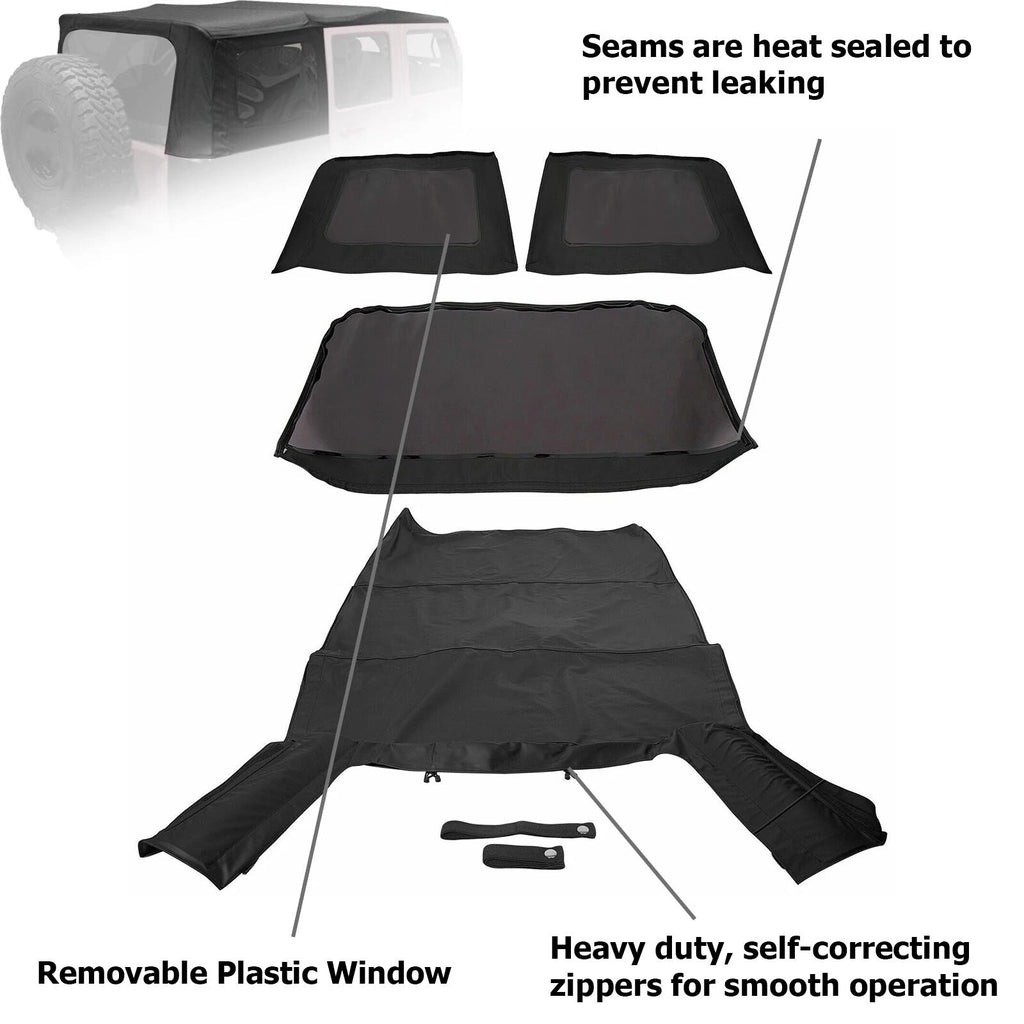 Soft Top with Tinted Windows for Jeep Wrangler JK Unlimited (2007–2009)