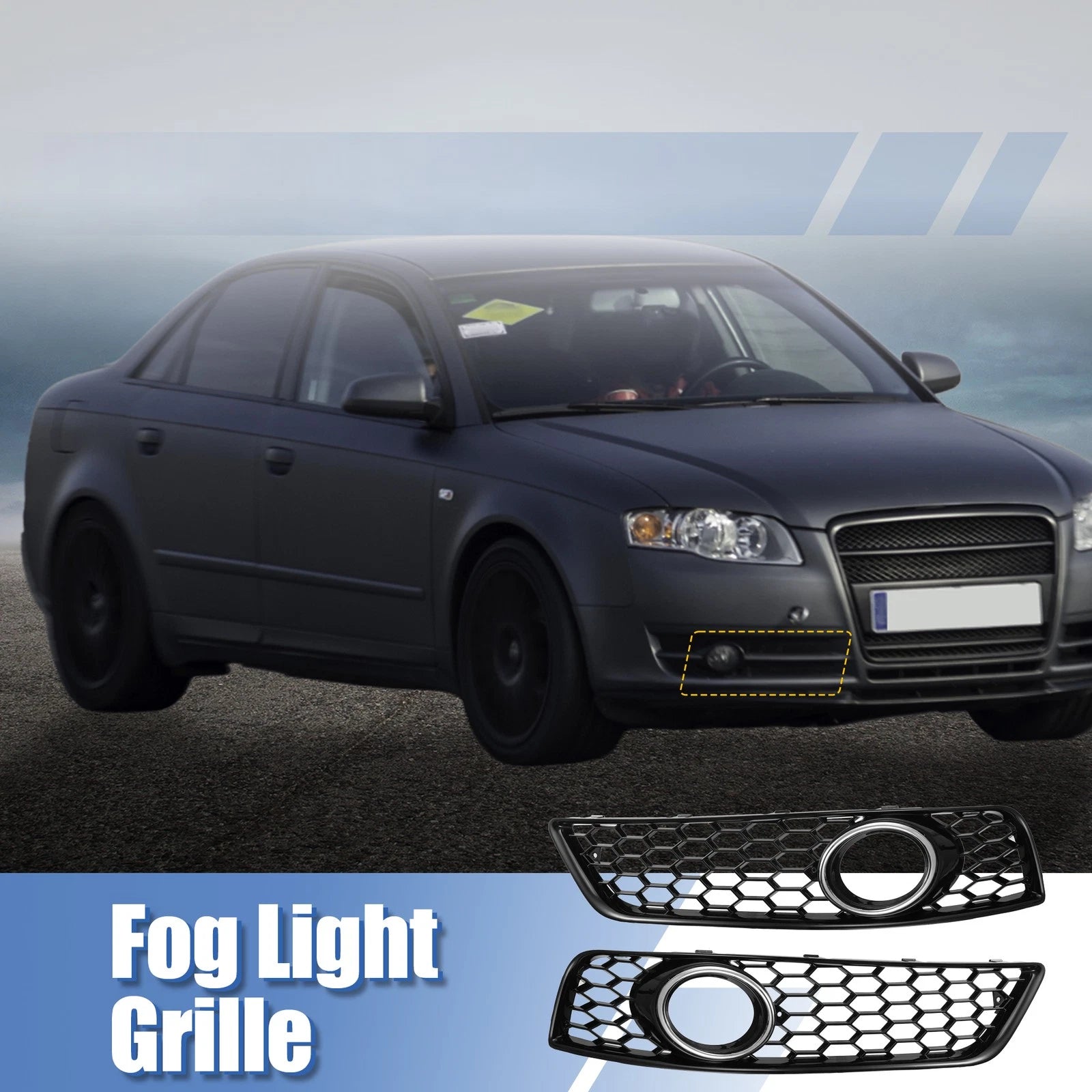Pair P0807682J Fog Light Grille Covers for Audi A3 8P (2009–2013)