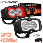 2X NOVSIGHT HALO 4.5" LED Pod Work Flood Light for Off-Road Vehicles
