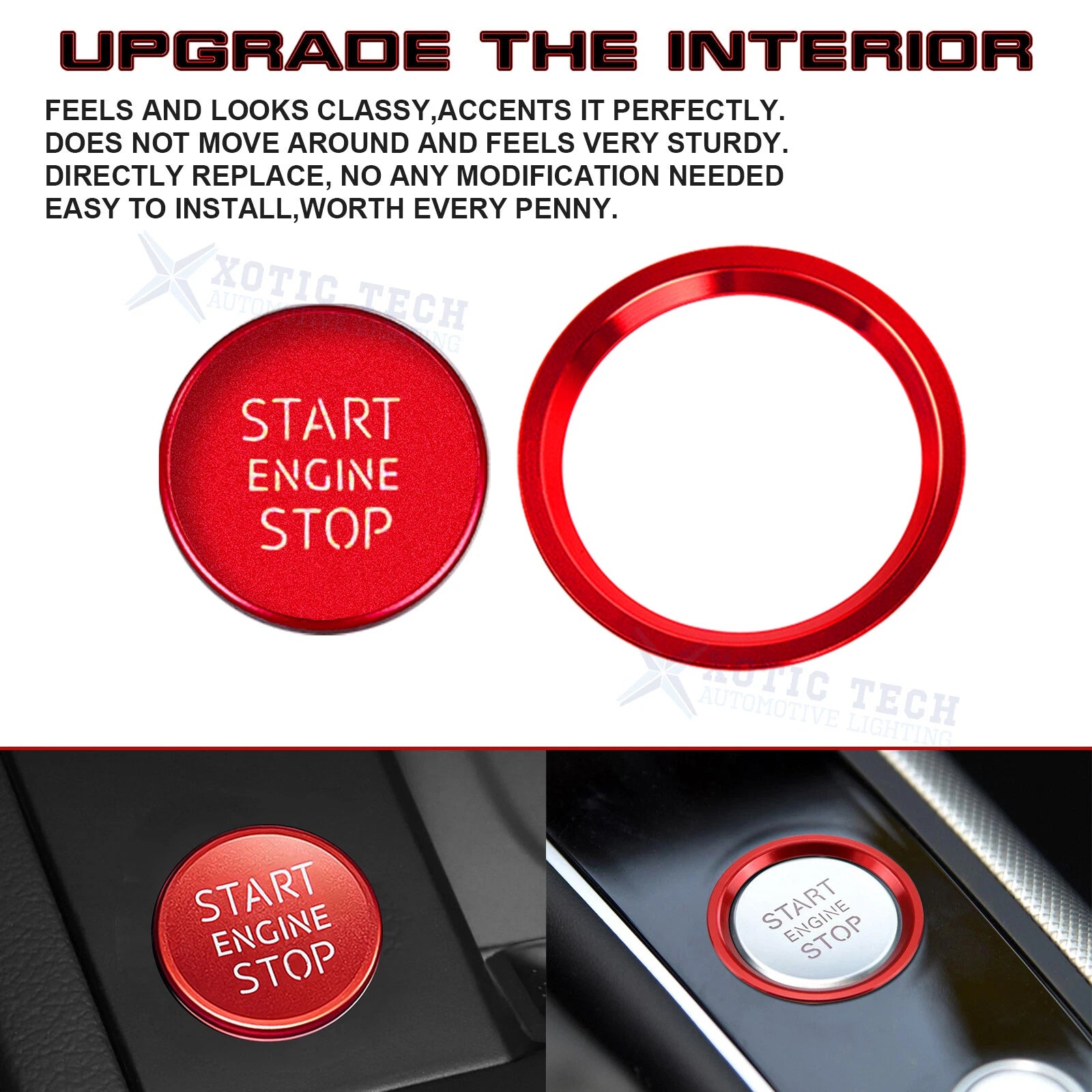 Sporty Style Red Engine Ignition Button Decor Trim for Audi A6 S6 (2012-2016)