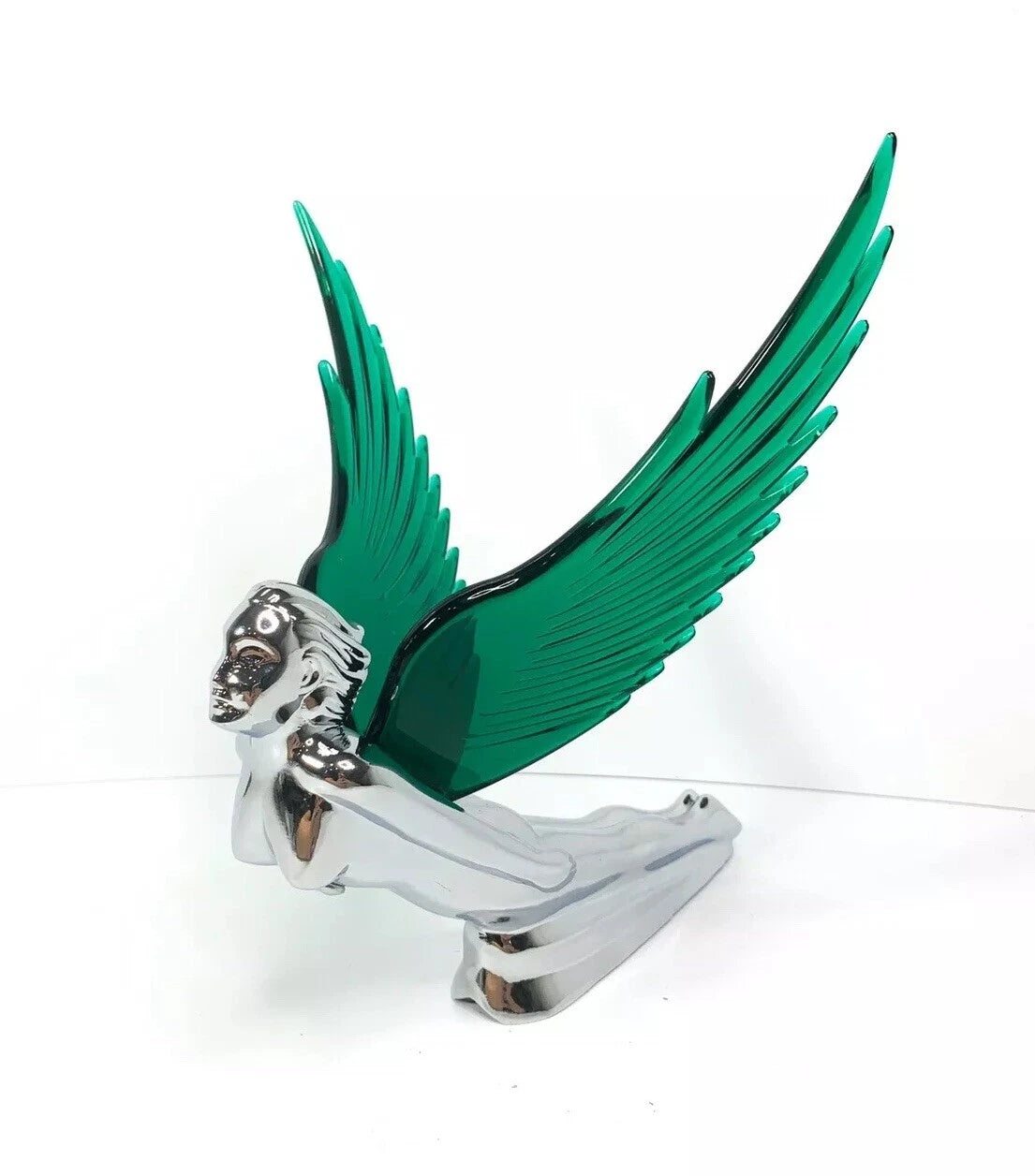 Hood Ornament Replacement Green Flying Goddess for Universal Fit (1950–2025)