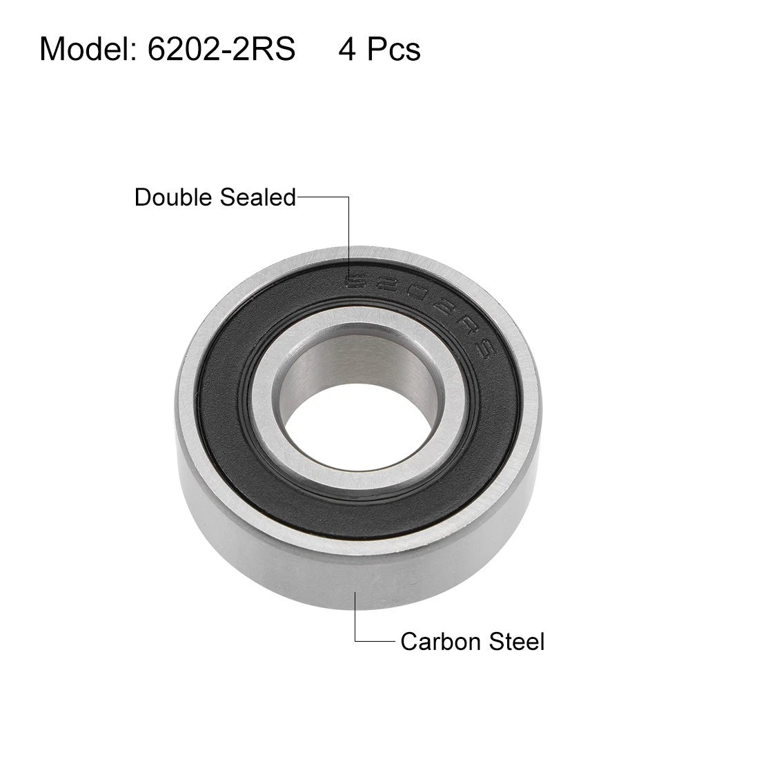 Set of 4 Deep Groove Ball Bearings 6202-2RS for Z2 15x35x11mm