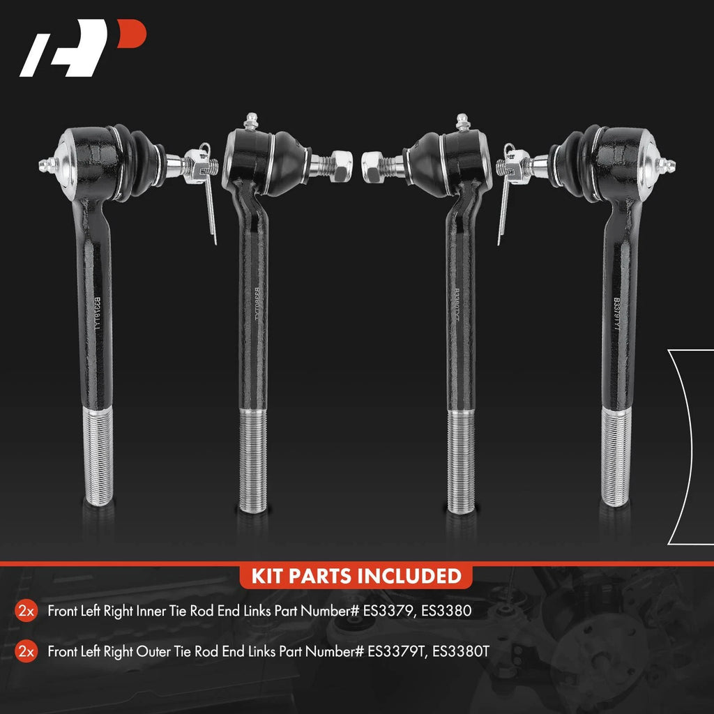 Set of 4 Inner & Outer Tie Rod Ends for Chevy Blazer (1996-2005)