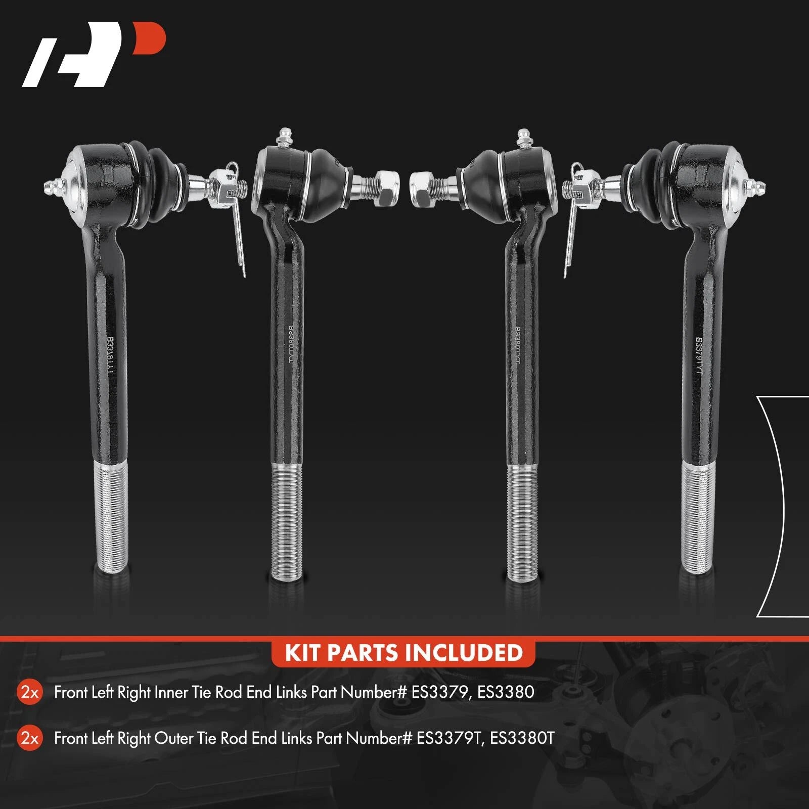 Set of 4 Inner & Outer Tie Rod Ends for Chevy Blazer (1996-2005)