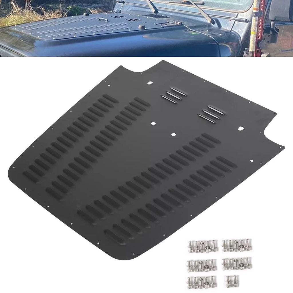 Aluminum Vented Hood Louver for Jeep Wrangler TJ (1997–2002) Black Powder Coated