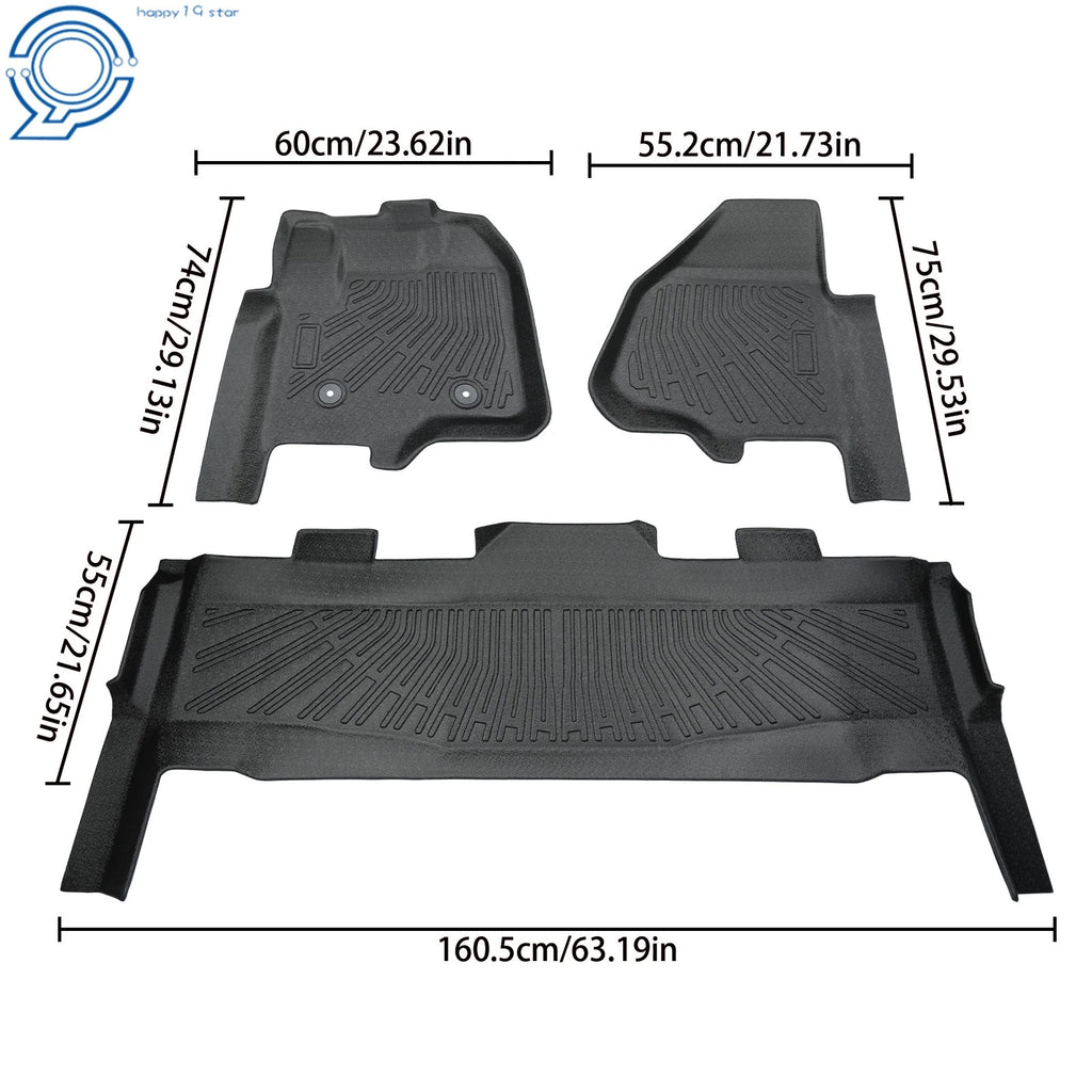 3D Floor Mat for Ford F250-F550 SuperCrew Cab (2012–2016) TPE Black