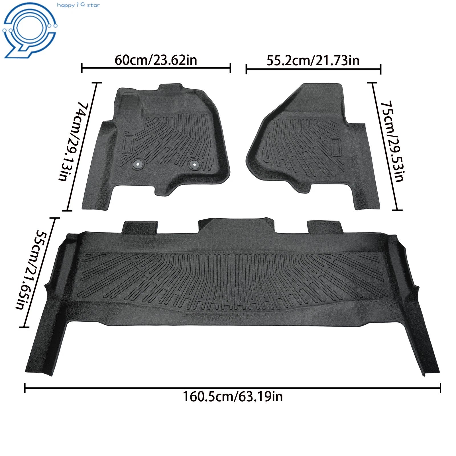 3D Floor Mat for Ford F250-F550 SuperCrew Cab (2012–2016) TPE Black