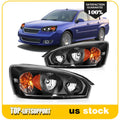 2X Headlight Assembly for Chevrolet Malibu (2004–2008) Black Amber
