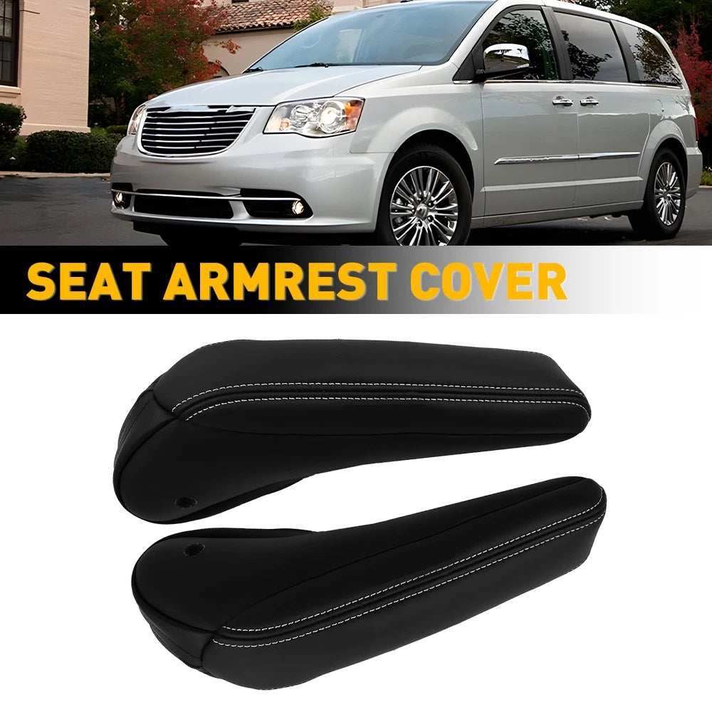 2X Black Seat Armrest Covers for Dodge Grand Caravan, Town & Country (2011–2016)