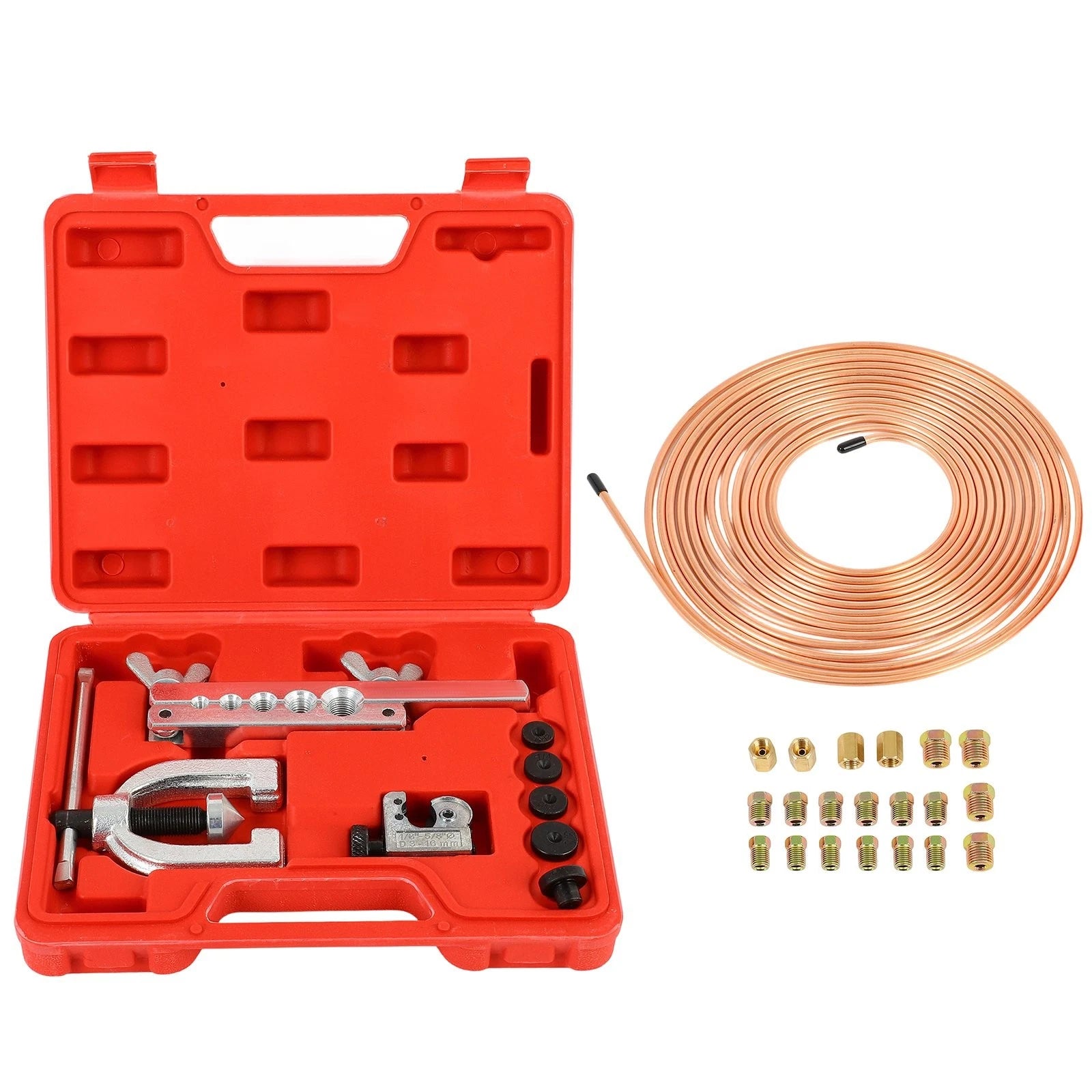 25 Ft Copper Coated Brake Line Tool Kit for Universal Applications (W/16 Fittings + 4 Unions)