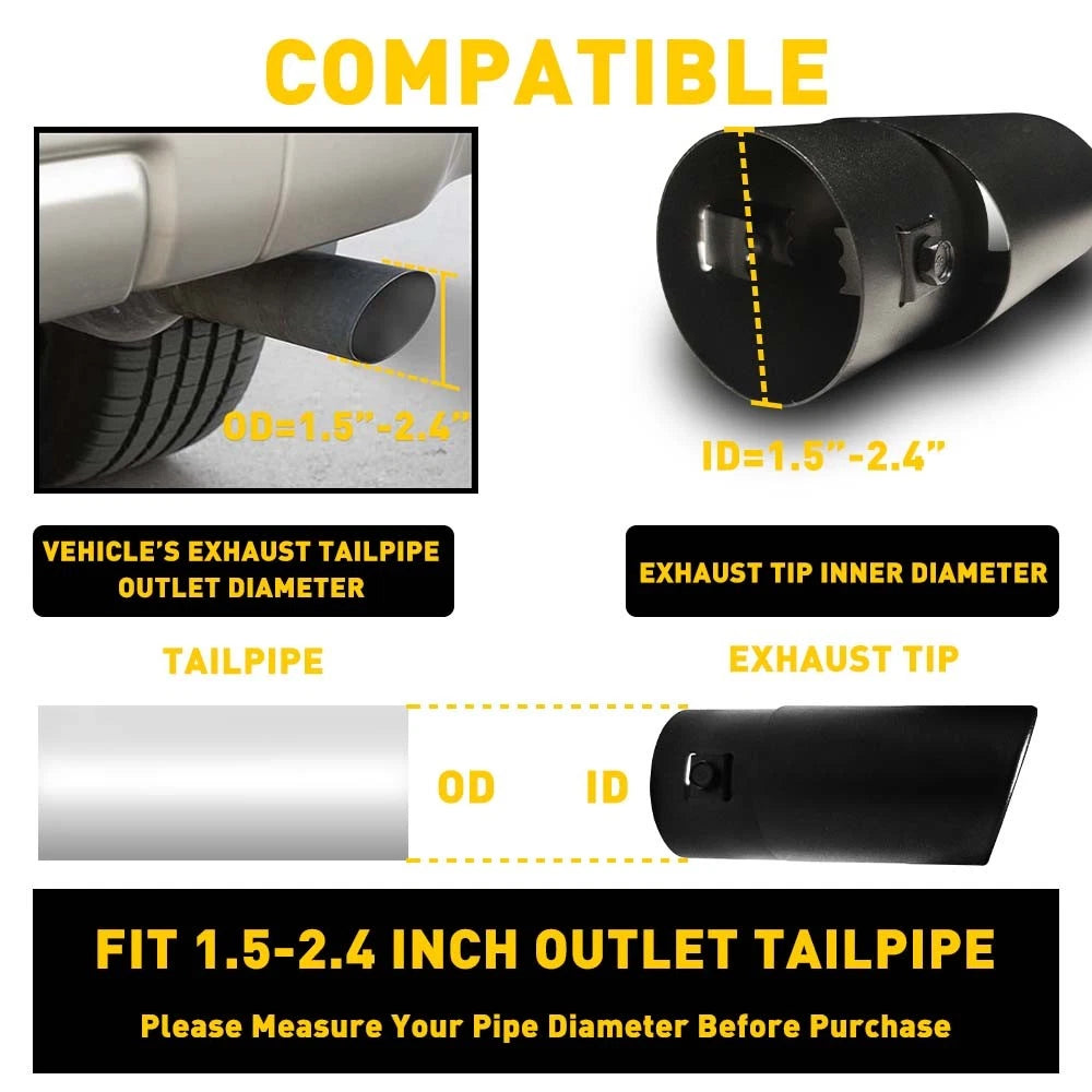 2.5" Black Exhaust Tail Pipe Tip for EAX V