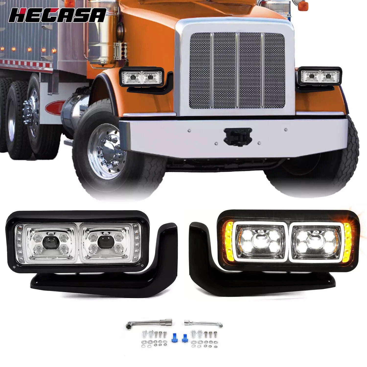 LED Headlight Assembly for Peterbilt 359 379 389 (1981–2021)