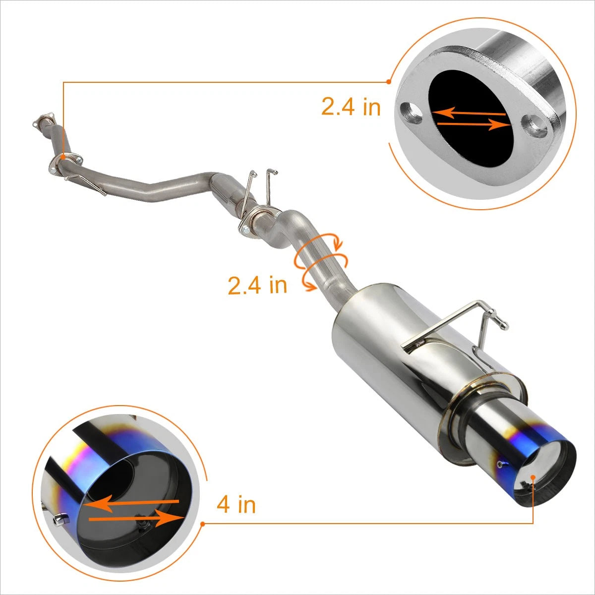 4" Burnt Tip Catback Exhaust for Honda Civic Si FG2 (2006–2011)