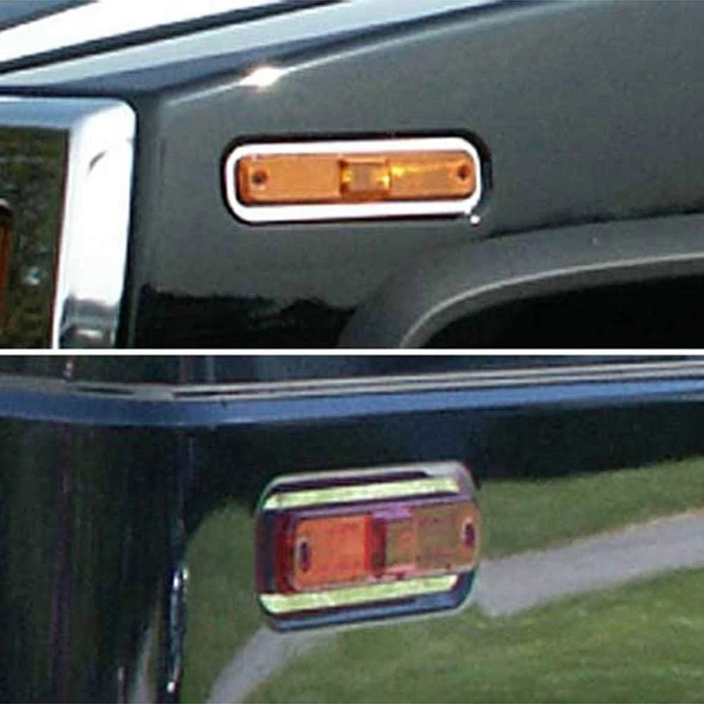 Luxury FX Stainless Steel Marker Light Accent Trim 4pc for Hummer H2 (2003–2007)