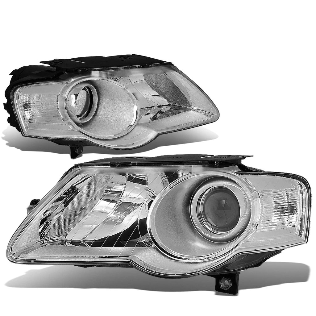 Pair Chrome Housing Clear Side Projector Headlights for VW Passat (2006–2010)