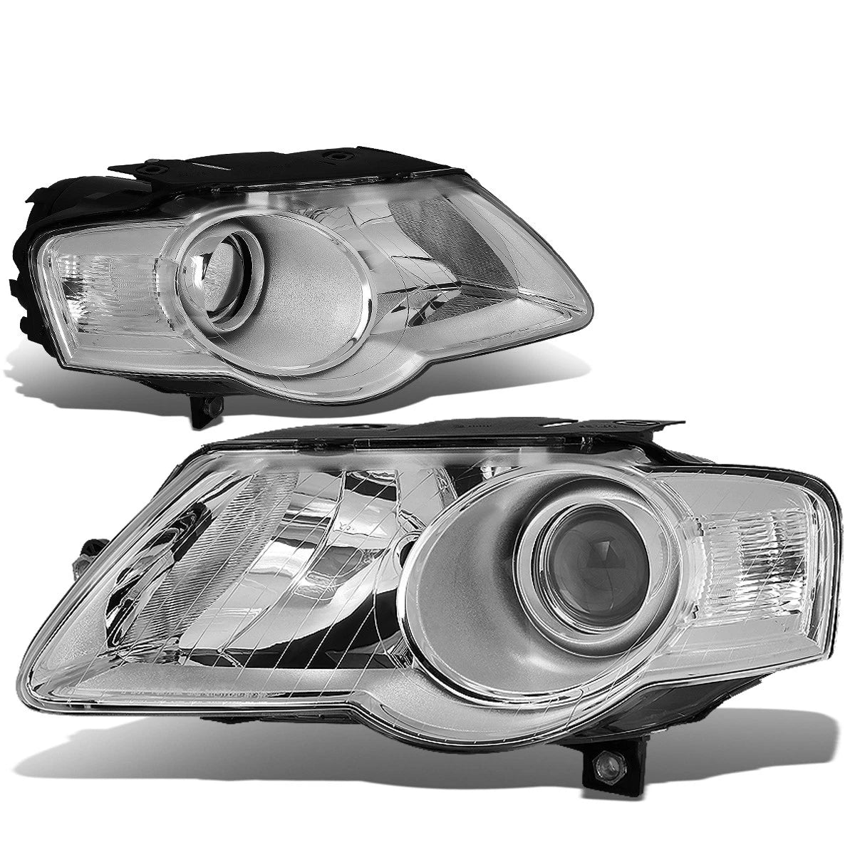 Pair Chrome Housing Clear Side Projector Headlights for VW Passat (2006–2010)