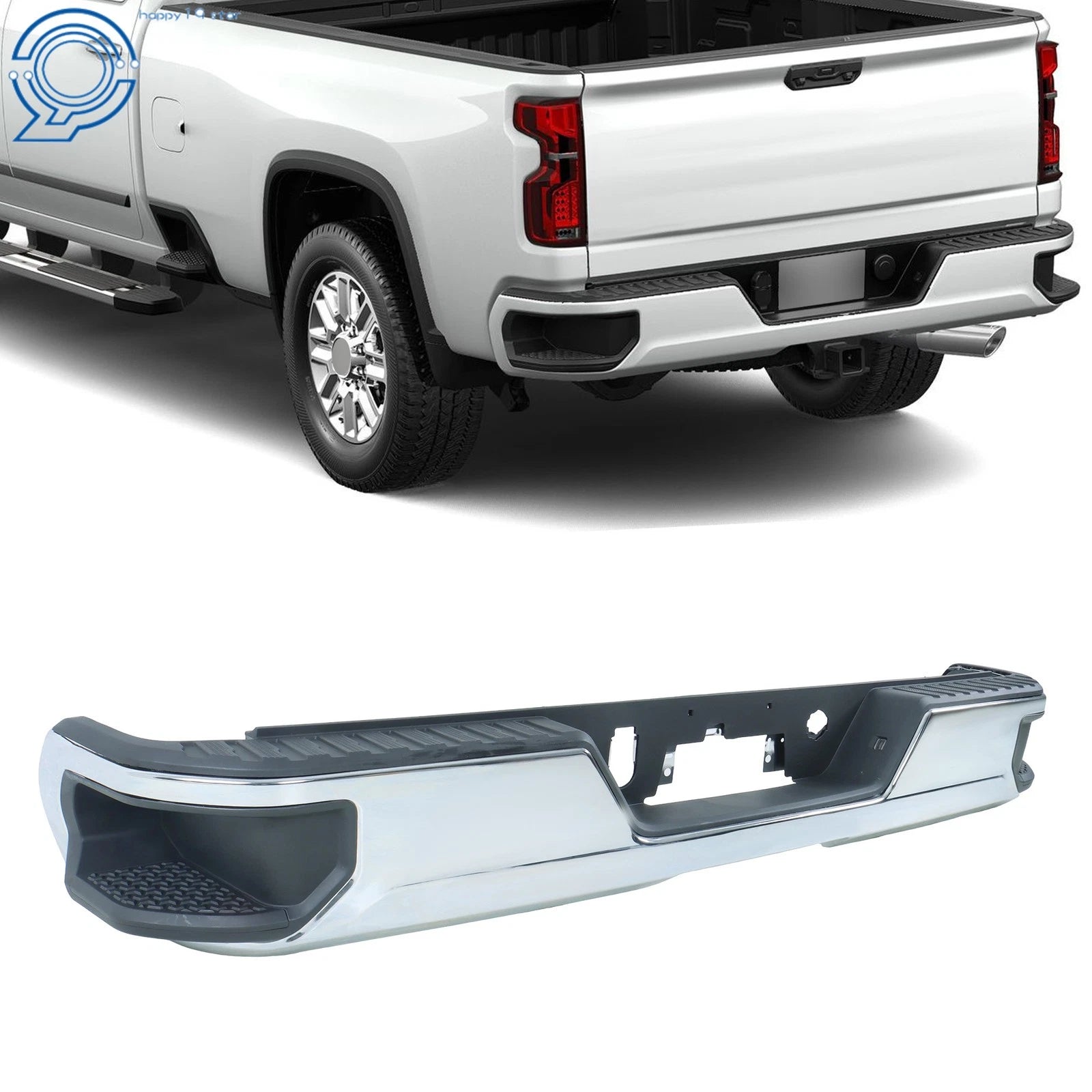 Chrome Rear Bumper Assembly for Chevy Silverado GMC Sierra 2500 3500HD (2020–2025)