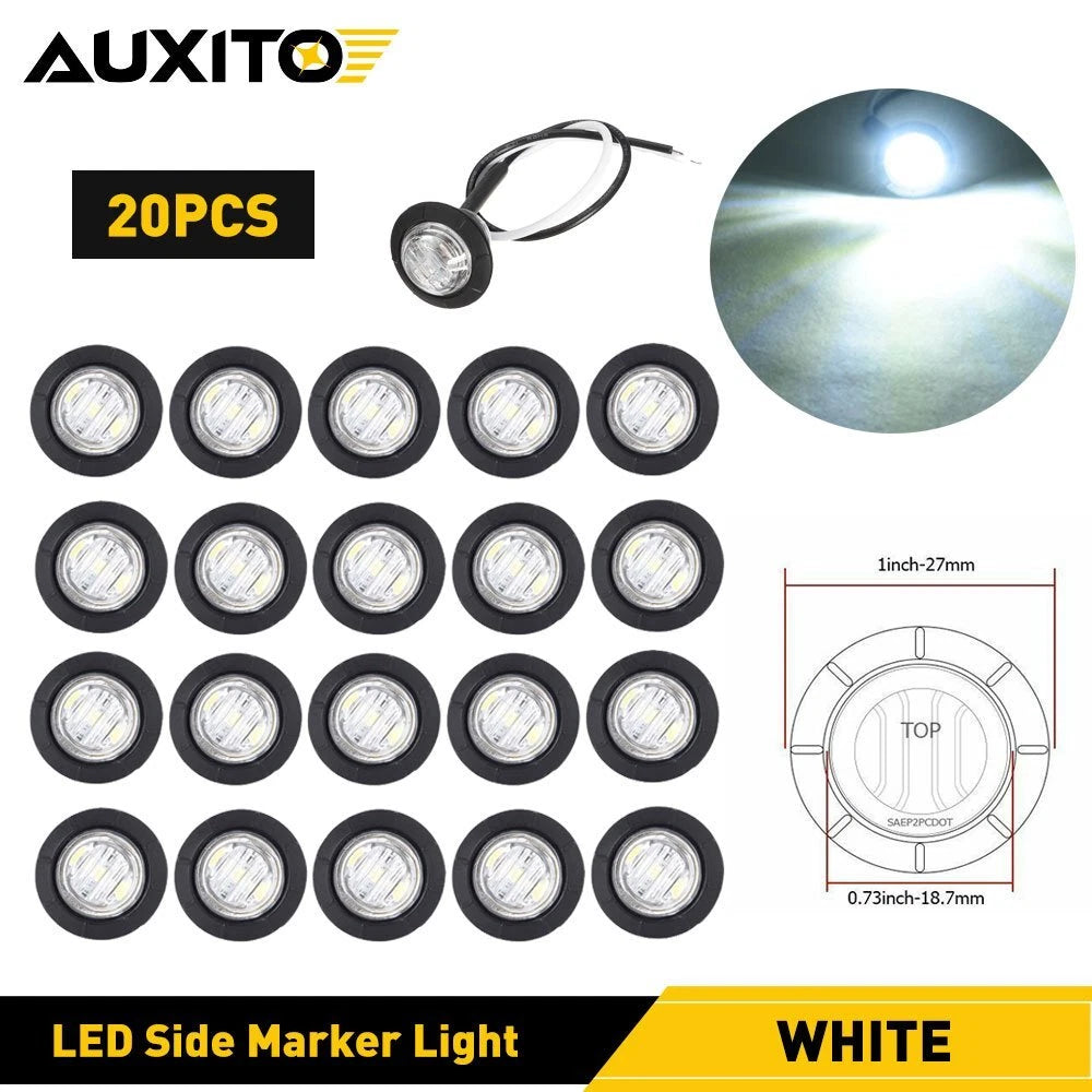 20X 3/4" Bullet Round Side LED Marker Lights for Trailer Truck RV Pickup