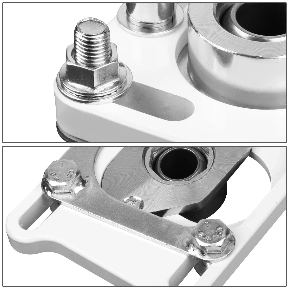 Adjustable Camber Caster Plates for Ford Mustang (1994–2004) - 2.5" White