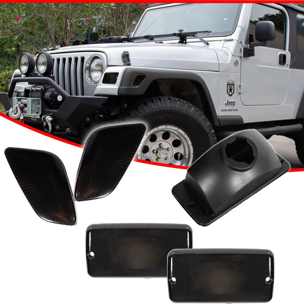 Front Bumper Signal & Fender Side Marker Lamp Cover for Jeep Wrangler (1997–2006)