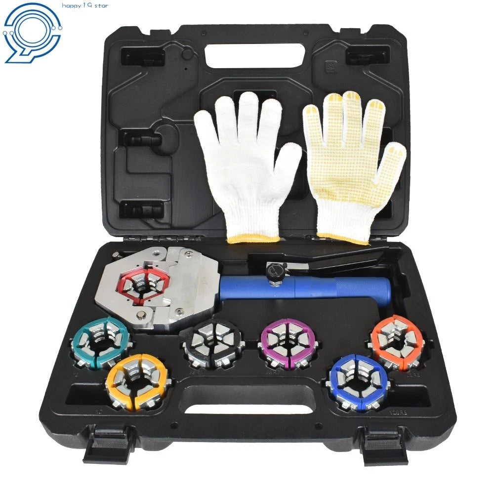 Hydraulic A/C Hose Crimping Tool Set with 7 Dies for Make Model 