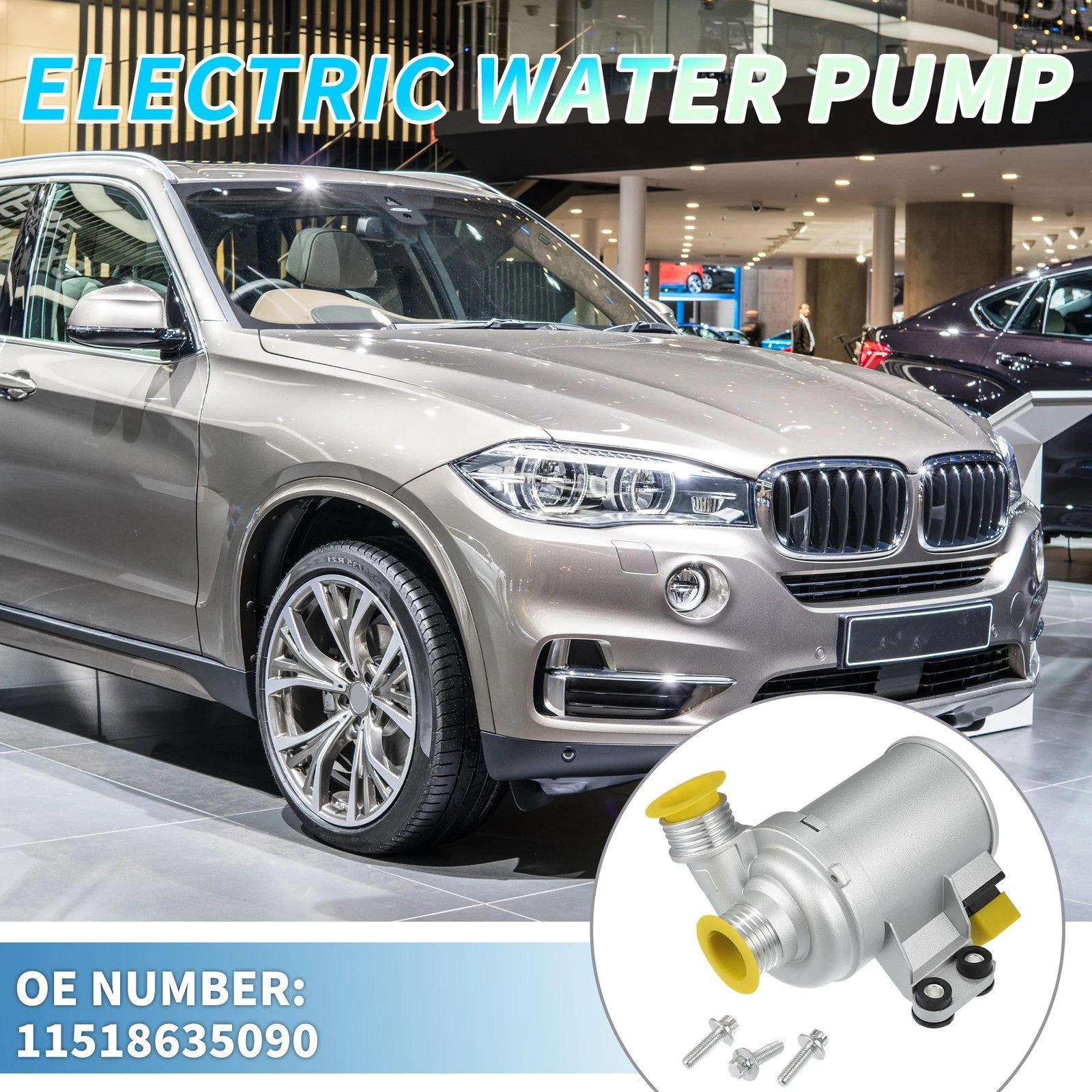 Electric Water Pump for BMW 328i GT xDrive (2014–2016) No. 11518635090 with Screws Kit