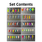 53 Pieces Glow in the Dark Ice Fishing Hooks Set Barbed High Carbon Steel