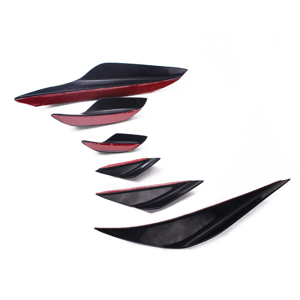 6Pcs Front Bumper Lip Spoiler Fins Canards Splitters for Universal Fit