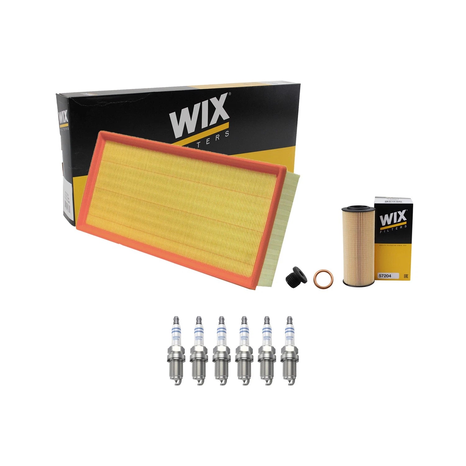 Wix Engine Air Oil Filters & Bosch Spark Plugs Kit for Q7 Touareg (2007–2018)