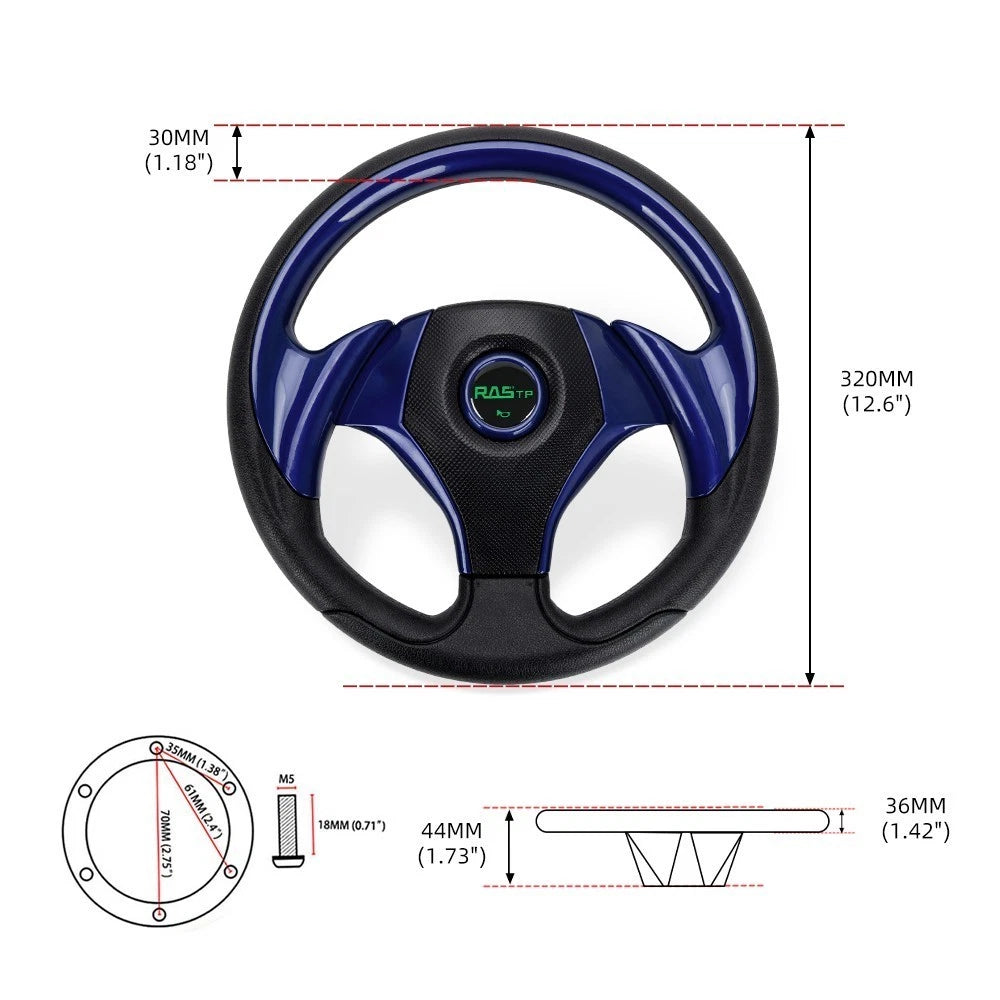 12.5" Blue Steering Wheel for EZGO TXT RXV Yamaha Club Car