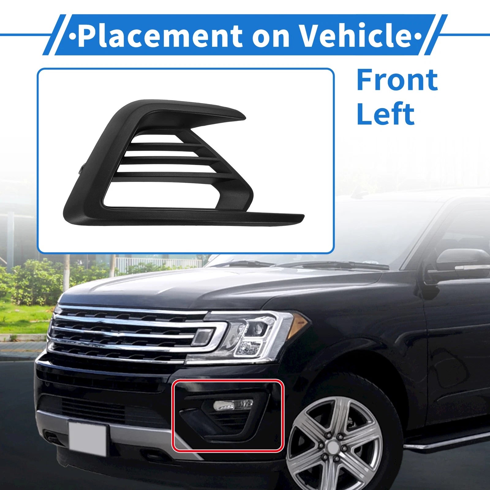 Fog Light Grill No.JL1Z15A245AA for Ford Expedition (2018–2021) Black ABS