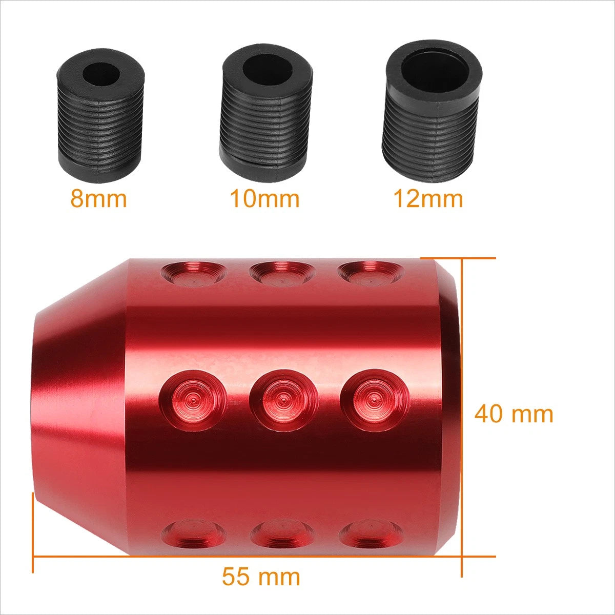 J2 6-Speed Manual Shift Knob for Universal Fit (Red, Adapters Included)