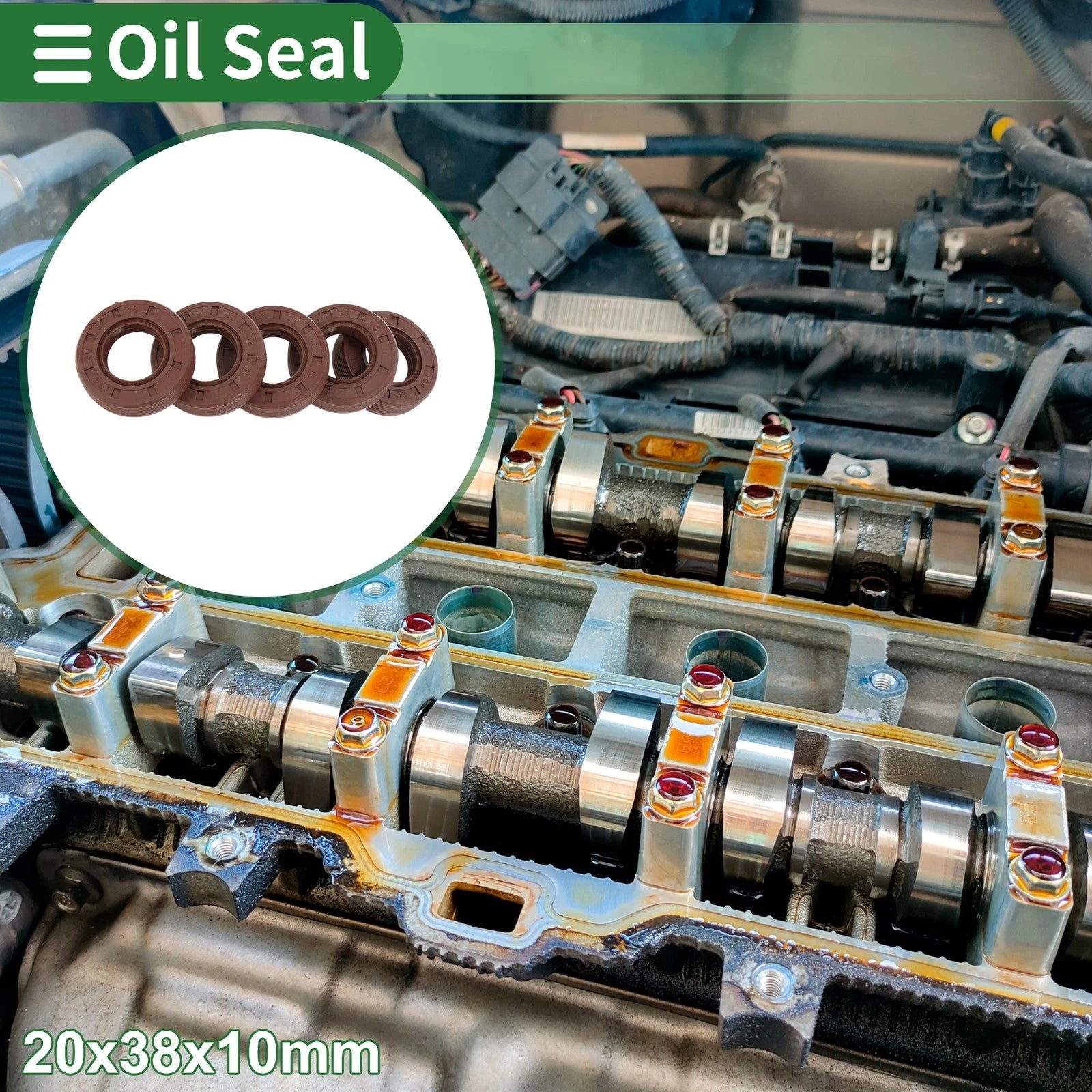 Set of 5 Oil Seals FKM Rubber 20x38x10mm for Various Models 