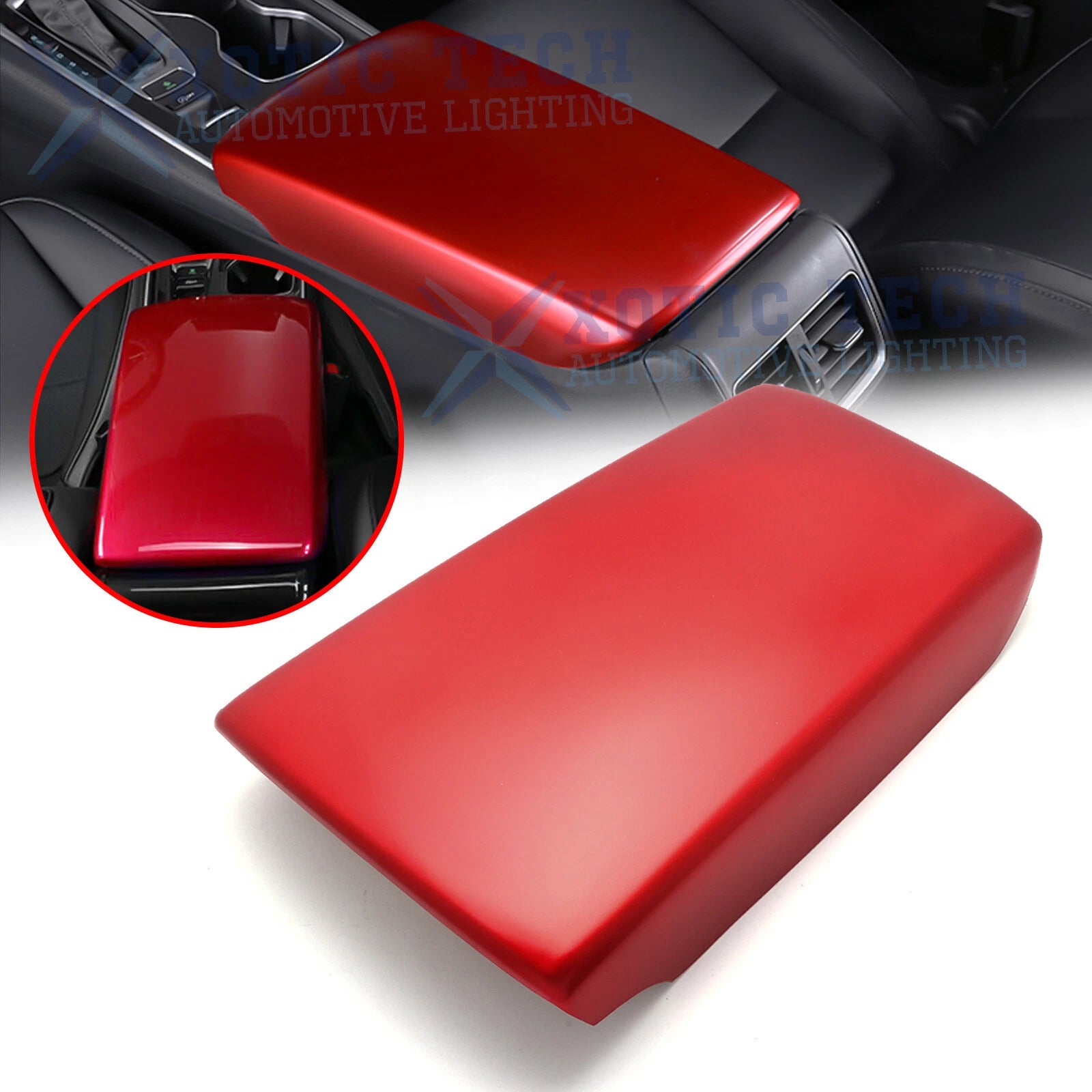 Red ABS Center Armrest Box Panel Cover Trim for Honda Accord (2018–2022)
