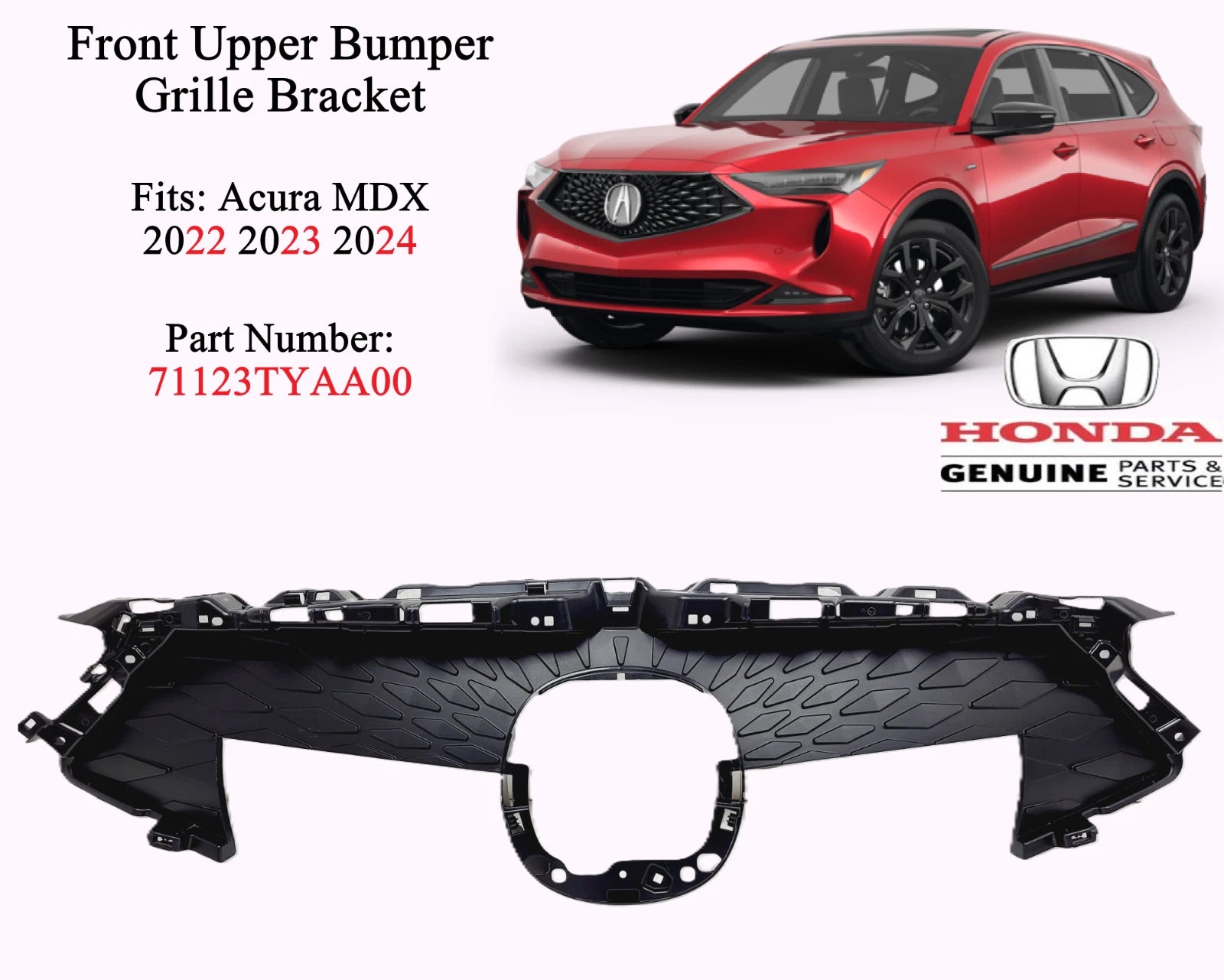 Front Upper Bumper Grille Bracket for Acura MDX (2022–2024) 71123TYAA00